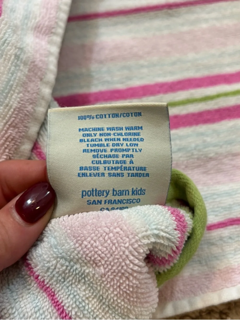 Lot of two Pottery Barn Kids Striped Hand Towels